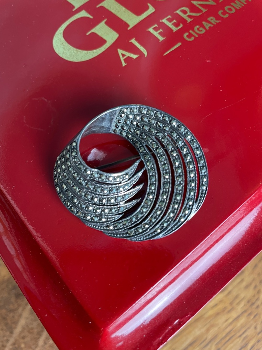 Vintage Sterling Silver Marcasite Brooch